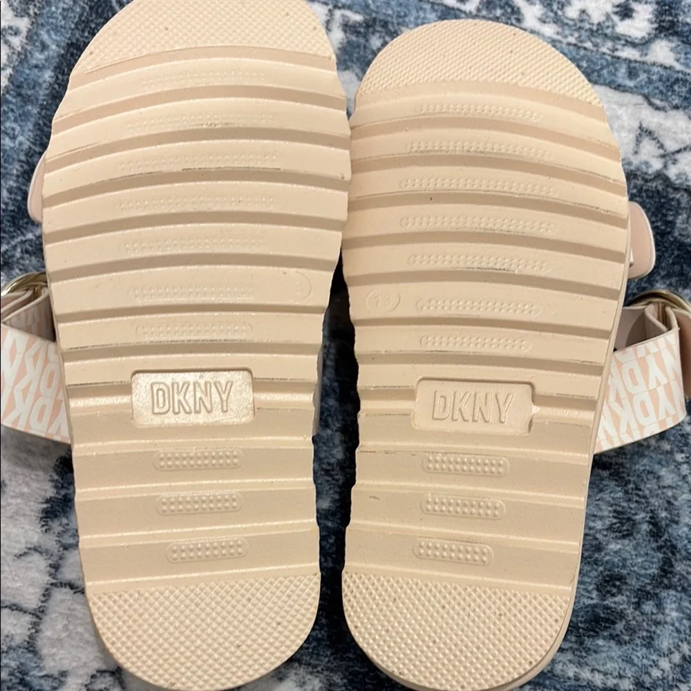 Girls' DKNY Girls Lucile Two Strap Sandals Gold Buckles